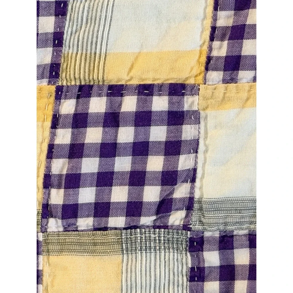 Early Antique Quilt  Nine Patch Hand Stitched 76